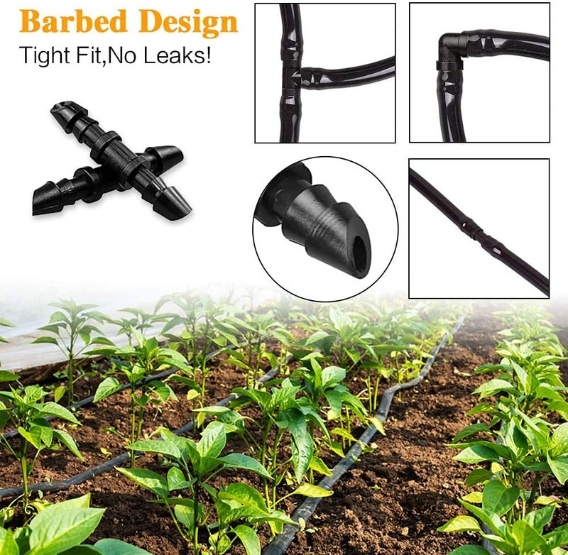 iMopo Drip Irrigation Coupling Fittings-110 Pieces Couplers for 1/4    Tubing,Barbed Connectors for Drip or Sprinkler systems - Image 3